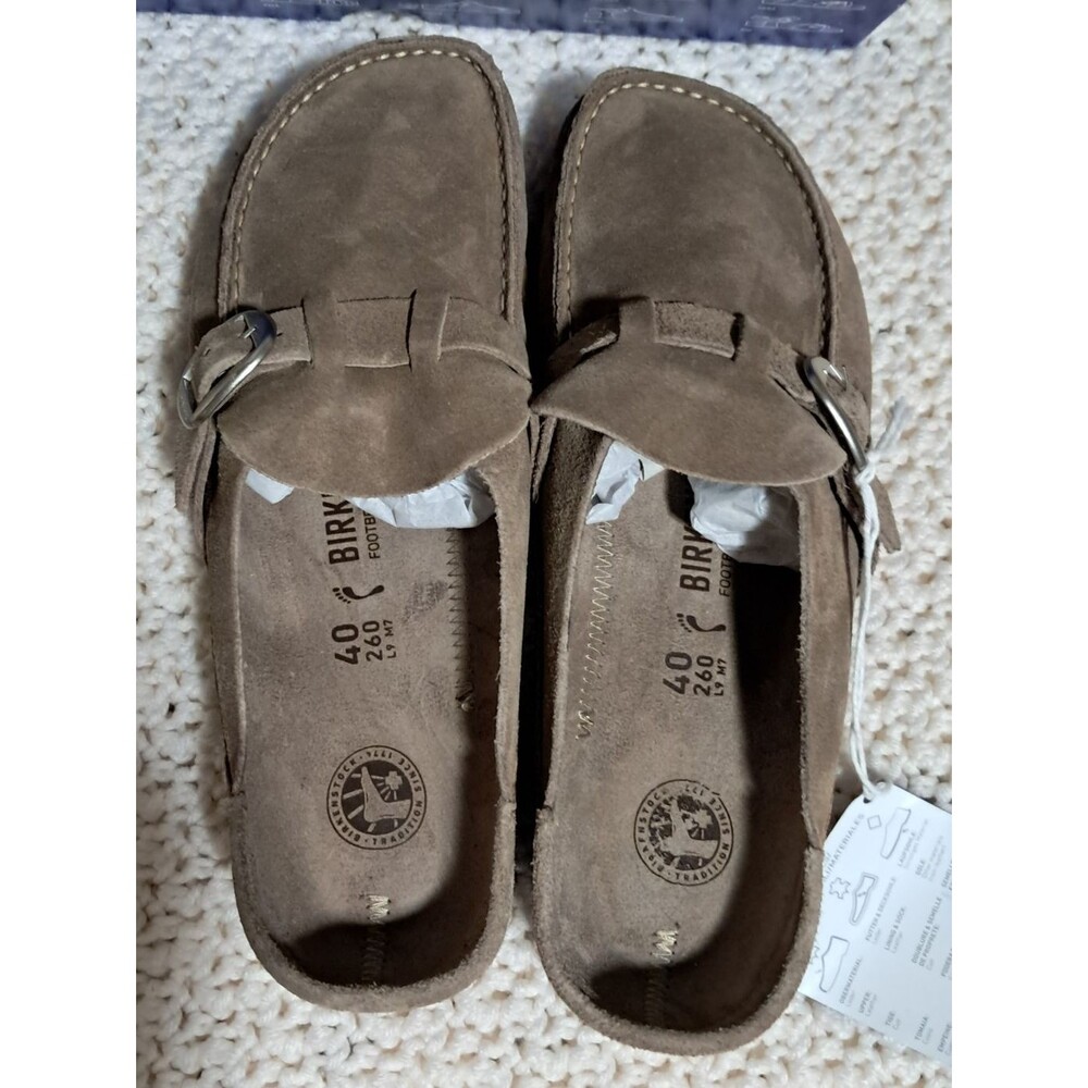 Birkenstock BUCKLEY Suede Clog GRAY TAUPE Narrow EU 40 NEW - Picture 9 of 16